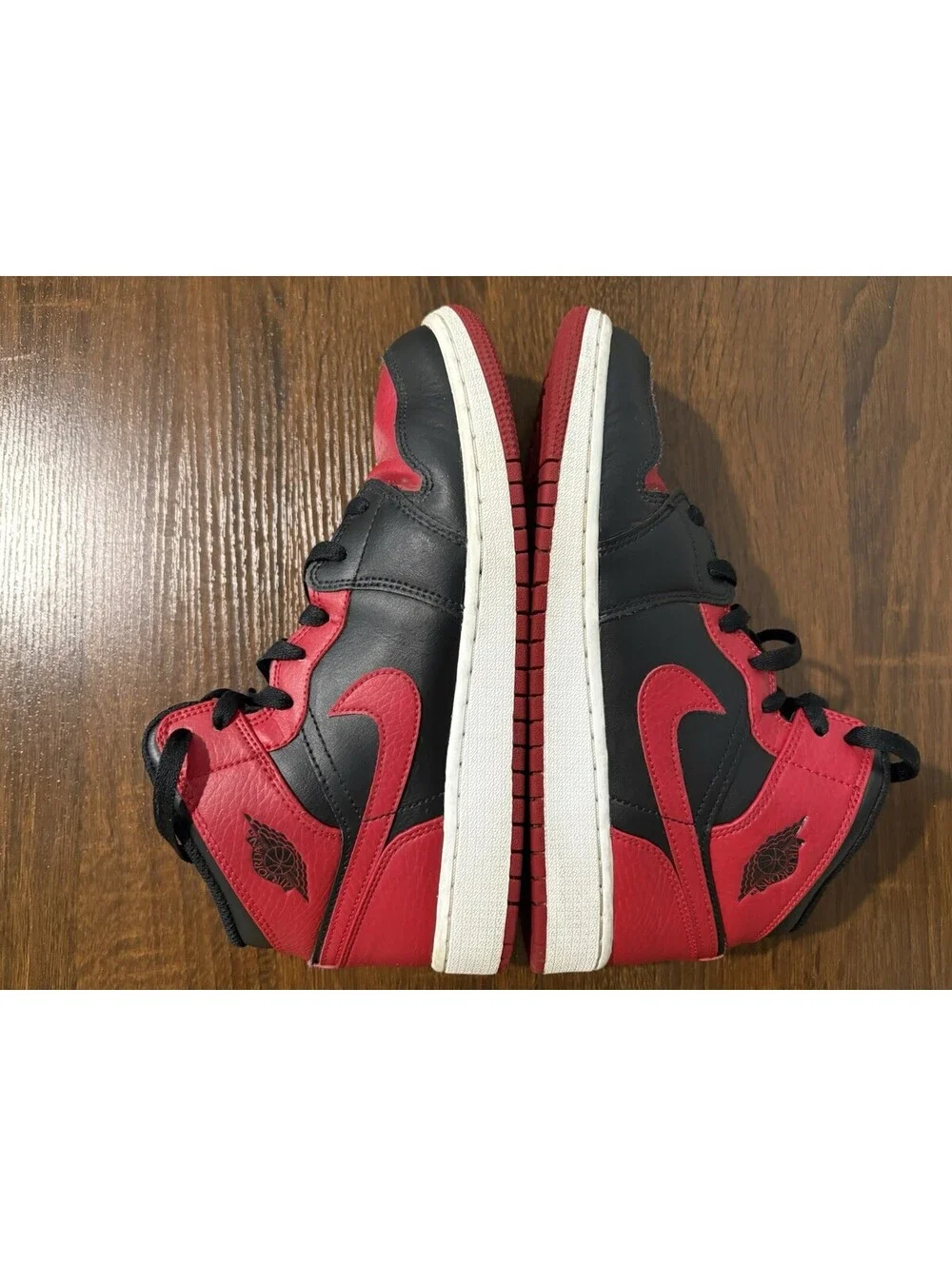 Nike Air Jordan 1 Kids 7YLeather Sneakers Black/Red Unisex Kids